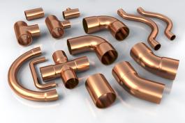 צילום של חלקים ומרכיבי צנרת נחושת